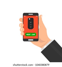 Rent car, concept. Online rent a car. Vector illustration.