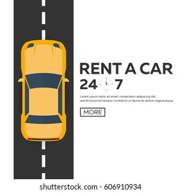Rent a car. Concept of Web banner. Vector flat illustration