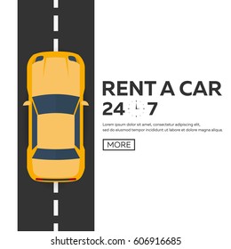 Rent a car. Concept of Web banner. Vector flat illustration