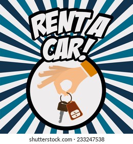 Rent a car design over Colorful stripes background, vector illustration.