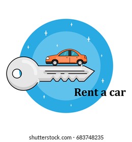 Rent a car, flat design thin line banner for e-mail newsletters, web banners, headers, blog posts, print