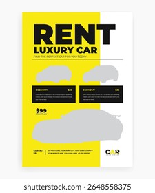 Rent a car flyer template design, rental car service template