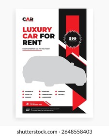 Rent a car flyer template design, rental car service template