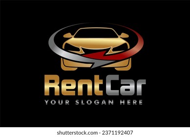 rent a car logo vector icon symbol design template for business isolated on black background gold luxury design