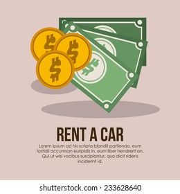 Rent a car over beige background, vector illustration