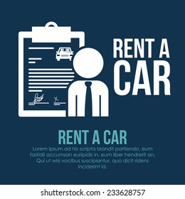 Rent a car over blue background, vector illustration