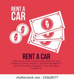 Rent a car over pink background, vector illustration