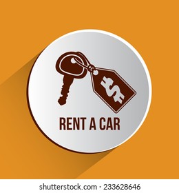Rent a car over yellow background, vector illustration