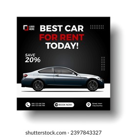 Rent a car post design vector, Car Socila media post, banner design. 