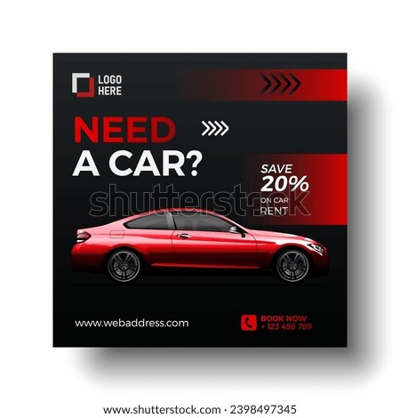 Rent a car post design vector, Car Socila media post, banner design. 