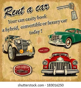 Rent a car retro poster. 