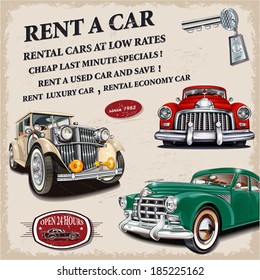 Rent a car retro poster.