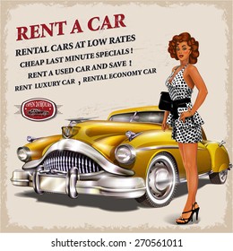 Rent a car retro poster.