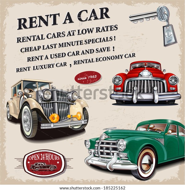 Rent a car retro\
poster.