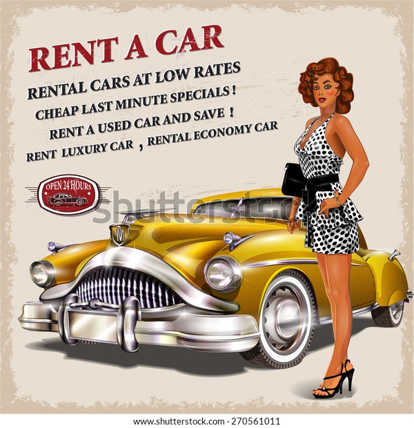 Rent Car Retro Poster Stock Vector (Royalty Free) 270561011
