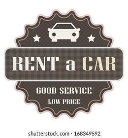 Rent a car retro vintage label design