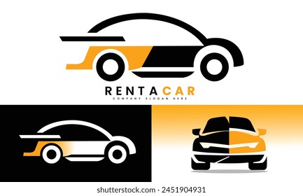 Rent a car show room sale center transport purchase tourist flat minimalist modern logo icon 