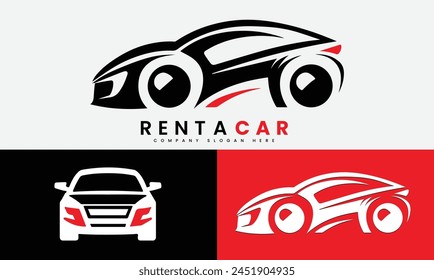 Rent a car show room sale center transport purchase tourist flat minimalist modern logo icon 