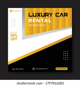 Rent car social media banner template, Vector