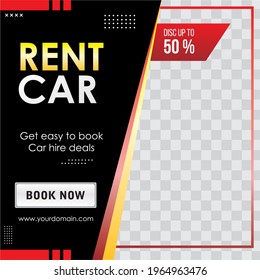 Rent car social media banner template, Perfect for social media post, background and web internet ads.