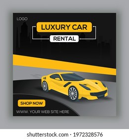 Rent a car for social media banner template. social media post for the car.