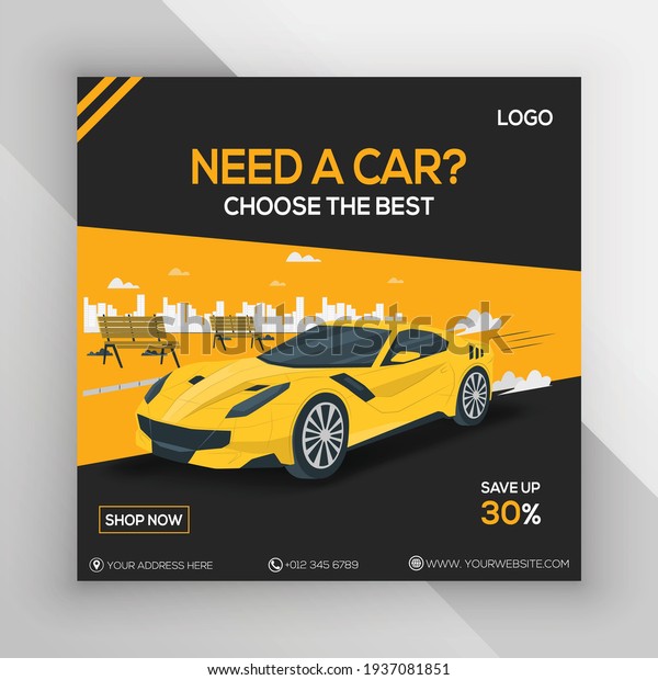 Rent car for social media banner template. social\
media post for the car.