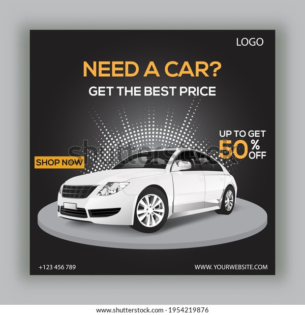 Rent a car for social media banner template. social\
media post for the car.