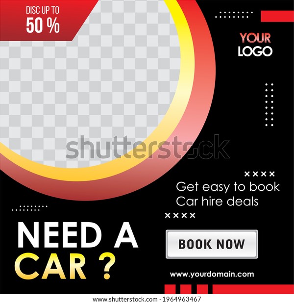 Rent car social media\
banner template, Perfect for social media post, background and web\
internet ads.