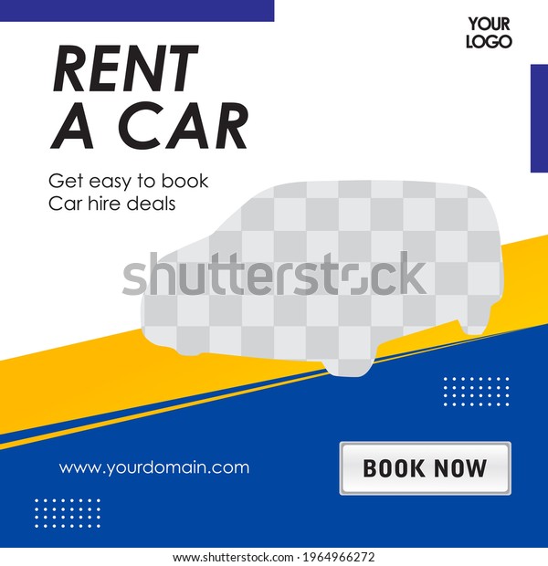 Rent car social media\
banner template, Perfect for social media post, background and web\
internet ads.	