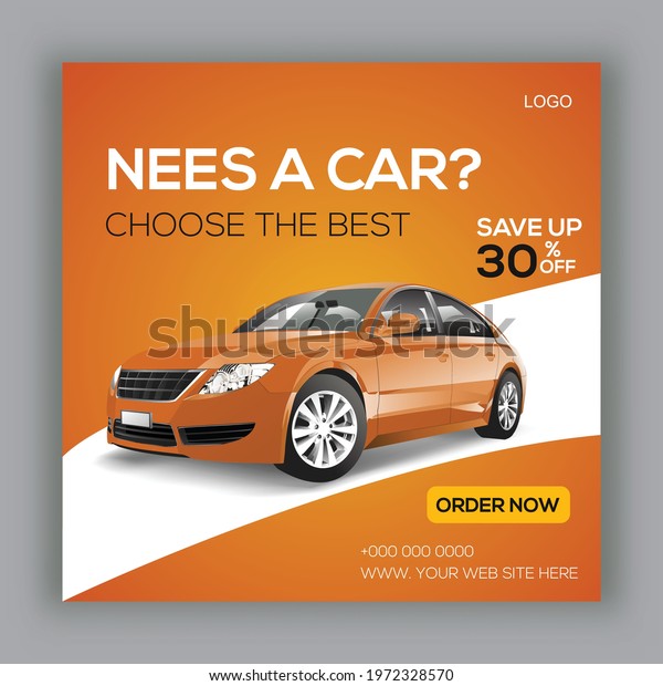 Rent a car for social media banner template. social\
media post for the car.