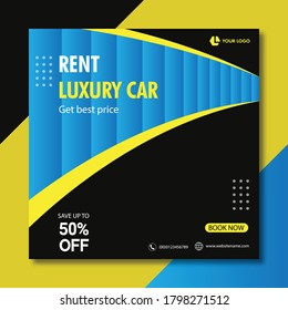 Rent car social media post banner template, Vector