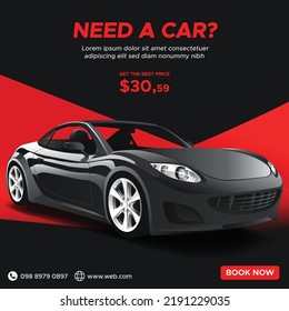 Rent car social media post banner template