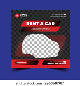 Rent a car social media post banner template or square flyer Premium Vector