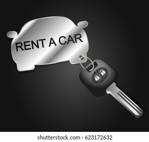 Rent a car symbol for business. The key with the car key fob.