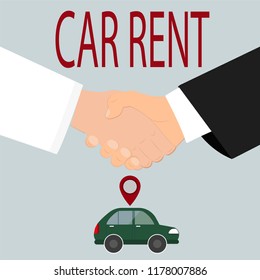 Rent a car through a mobile app. Vector illustration for your design