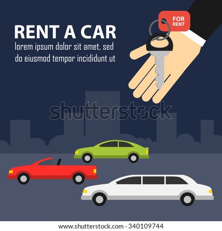Rent a car. Vector banner.