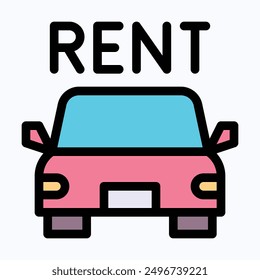Rent Car Vector Icon, Car Rental Symbol. Modern, For Web Site Or Mobile App, 