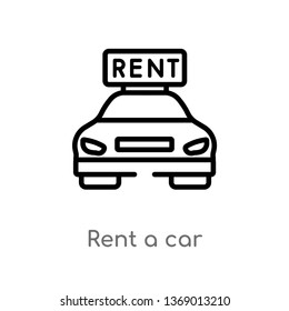 rent a car vector line icon. Simple element illustration. rent a car outline icon from hotel and restaurant concept. Can be used for web and mobile