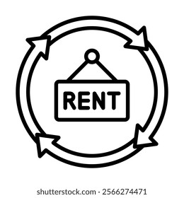 Rent Cycles icon line vector illustration