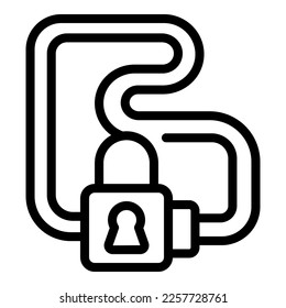 Rent cycling lock icon outline vector. Safety lock. City road