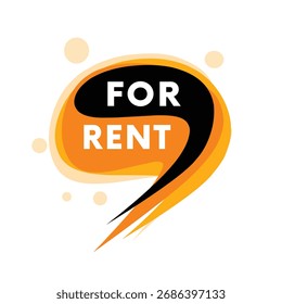 Para alugar - design banner, fala bolha arte forma design. Modelo gráfico eps vetor. Anúncio, conceito empresarial e uso social.