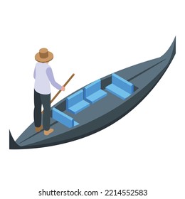 Rent gondolier icon isometric vector. Venice boat. Old man
