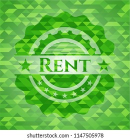 Rent green emblem with mosaic background