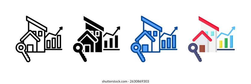 Rent growth icon set bundle. Multi style icon collection perfect for websites, apps, and presentations. Simple vector icon collection