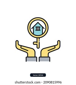 Rent Guarantee Insurance Icon. Insurance Related Vector Icons. Contains Such Icons As Car Protection, Health Insurance, Contract, Life And Property, And More. EPS10