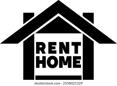 Rent Home Board Horizontal Board Black White Banner Vector