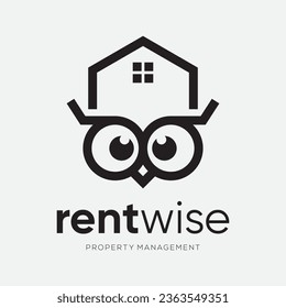 Rent home design owl logo vector