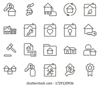 zu vermieten, zu Hause, Haus-Set Vektor-Symbole. Symbol für Immobilien