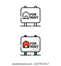 For rent home icon design in two variation color
