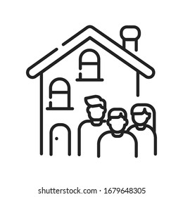 Rent a house for family allowed with children black line icon. Temporary use of property. Pictogram for web page, mobile app, promo. UI UX GUI design element. Editable stroke.